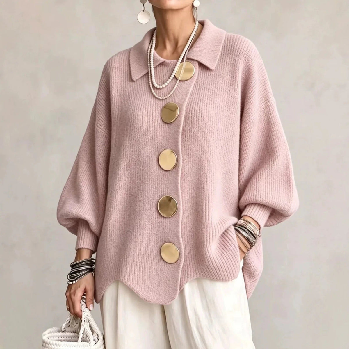 Karina | Oversized kardigan s límcem a knoflíky