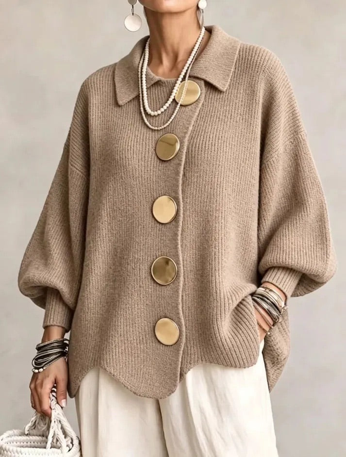 Karina | Oversized kardigan s límcem a knoflíky