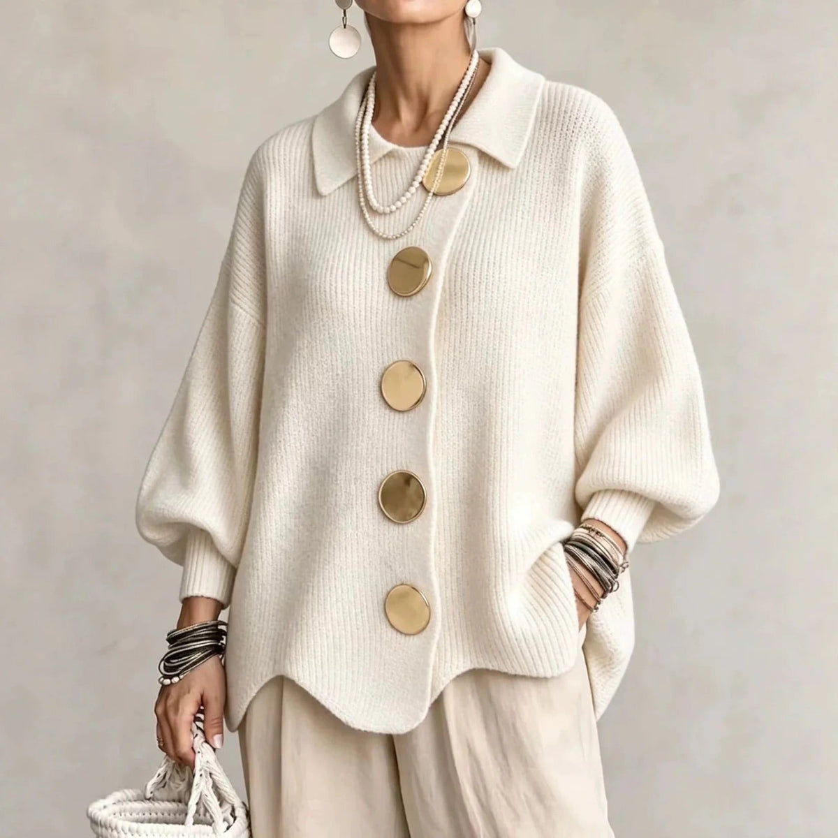 Karina | Oversized kardigan s límcem a knoflíky