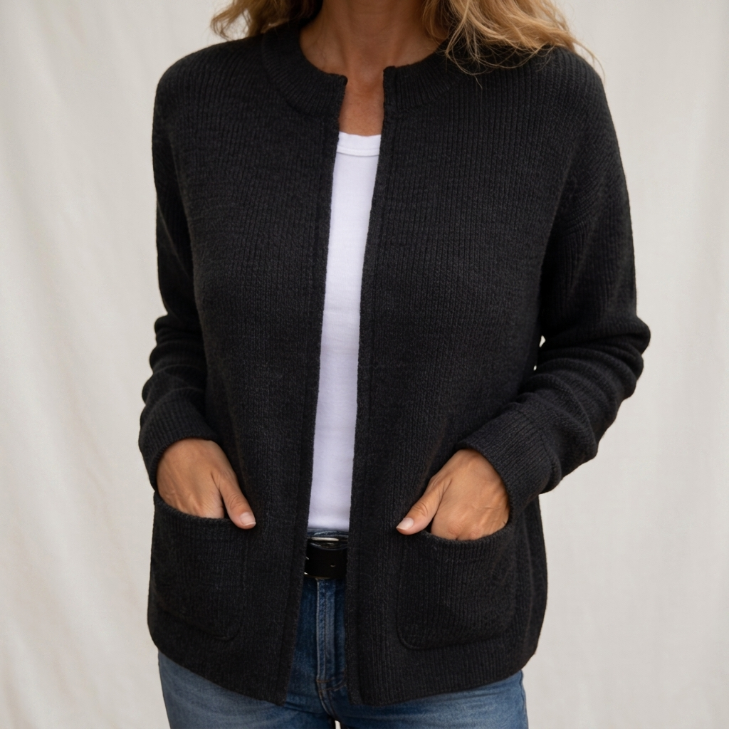Colette | Zapínaná pletená vesta na zip s kapsami