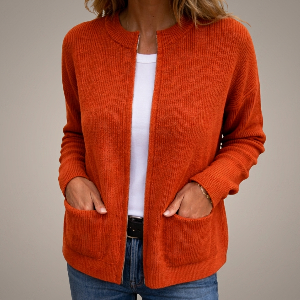 Colette | Zapínaná pletená vesta na zip s kapsami