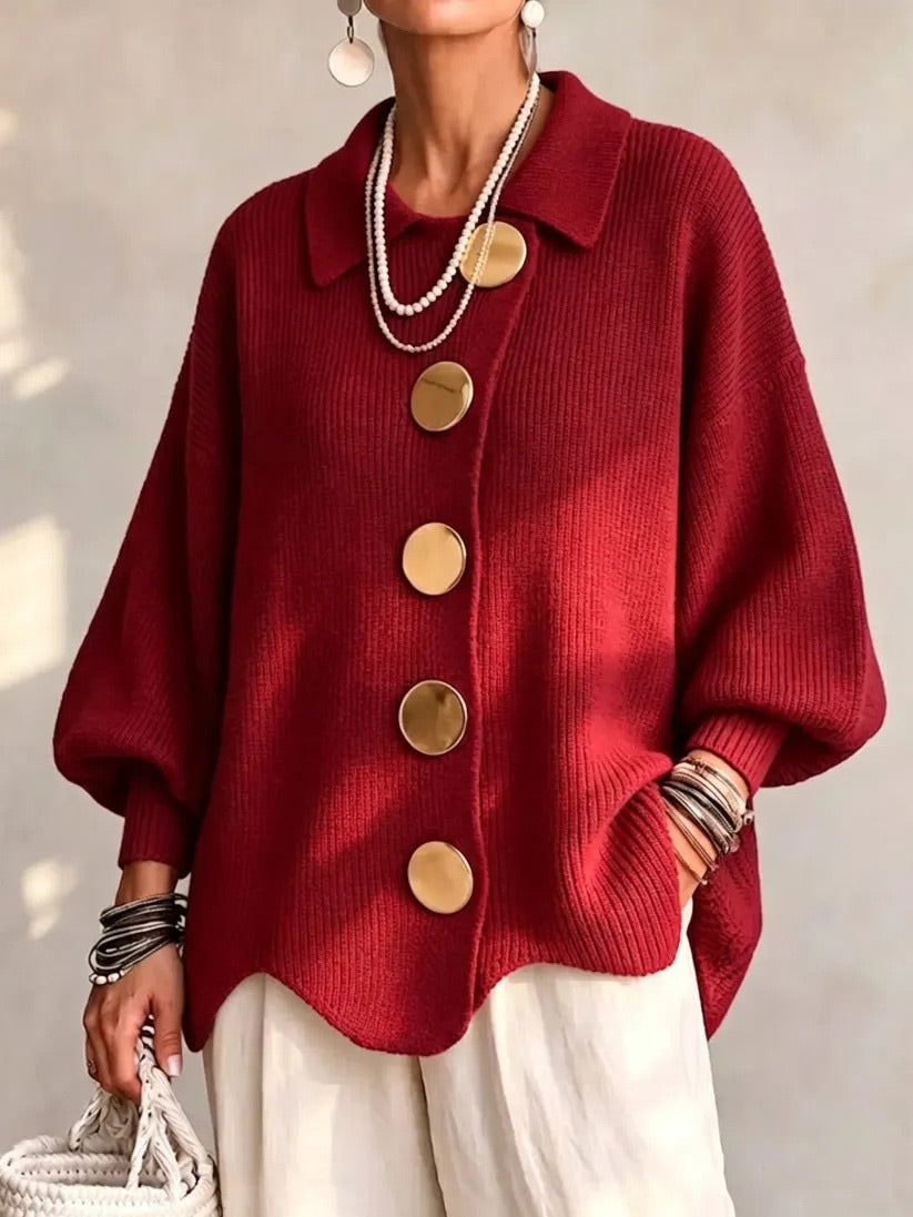 Karina | Oversized kardigan s límcem a knoflíky