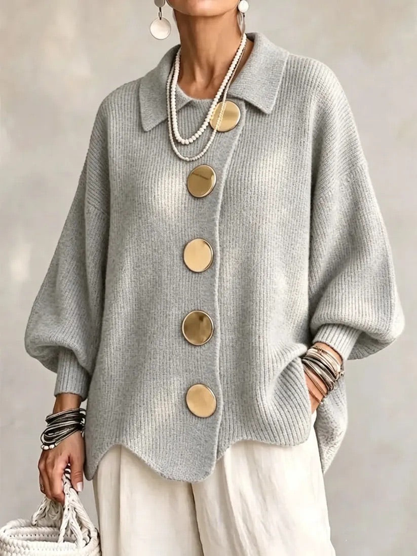 Karina | Oversized kardigan s límcem a knoflíky