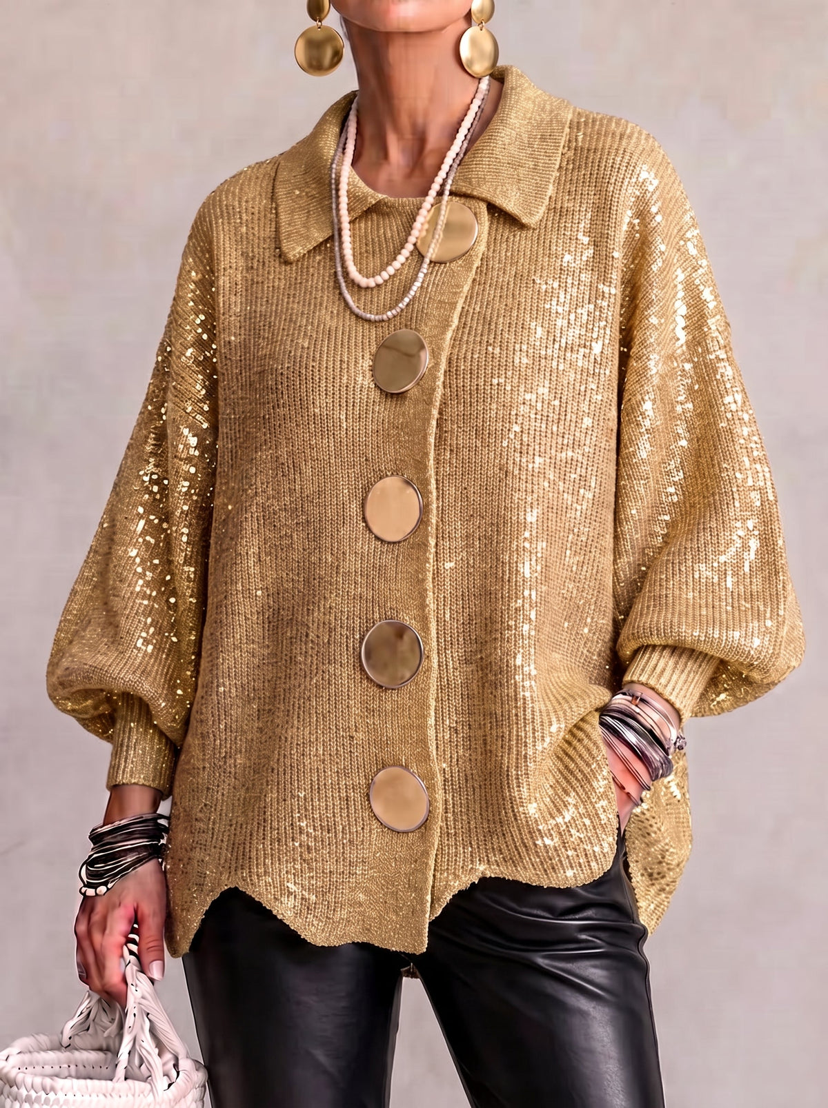 Karina | Oversized kardigan s límcem a knoflíky